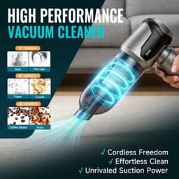 Handstofzuiger, accu, autostofzuiger, sterk, 26000 Pa, 4-in-1 mini-stofzuiger, draadloos, Car Vacuum Cleaner Air Duster, draagbaar, licht en oplaadbaar voor auto, thuis, huisdieren, zilvergrijs — thumbnail 4