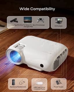Beamer 450 ANSI Lumen - 1080P Full HD Resolutie - LED Display - Draagbaar Mobiel - Thuisbioscoop Gaming Educatie — thumbnail 3