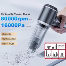 4‑in‑1 draadloze oplaadbare handstofzuiger, 16000PA sterke draagbare autostofzuiger met borstelloze motor, compacte mini stofzuiger in zilver, voor auto, thuis, kantoor en kamperen — thumbnail 3