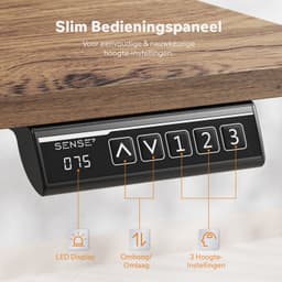 SENSE7 NOJO LIGHT - Elektrisch Verstelbaar Bureau - 160x80 cm - Geheugenfunctie - Zit Sta Bureau - Computertafel - Donkerbruin — thumbnail 4