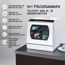 Kavora® Mini Vaatwasser - Tafelvaatwasser - Ruimte voor 4 Couverts - Wit - 43cm x 43cm x 46cm — thumbnail 4