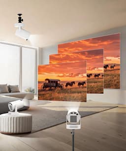 HY300Ultra Projector - Beamer -Mini Smart Projector- 200 ANSI - Native 720P - WiFi - Bluetooth 5.4 - Automatische Keystone Correctie - 180° Draaibaar - 35-110 Inch-wit-Home Cinema — thumbnail 3