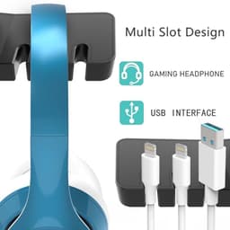 Koptelefoonhouder met USB-oplader en Smart Watch Dock - Hoofdtelefoonstandaard met 3-poorts Laadstation — thumbnail 3