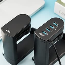 Hoofdtelefoonstandaard met 360° Draaibare Haak en Verstelbare Veerklem, USB 3.0 & USB 2.0 Hubs — thumbnail 3