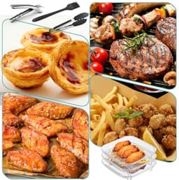 Stainless Steel Air Fryer Rack - 3-Layer Stackable Dehydrator with Tongs and Brush — thumbnail 7