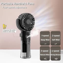 Draagbare handventilator met waternevelspray en USB-oplading - 4 snelheden - Compacte mini-ventilator voor reizen en buiten — thumbnail 1