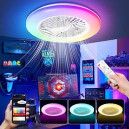 Plafondventilator met Verlichting - 49 cm, RGB LED, Afstandsbediening, Timer en 6 Snelheden — thumbnail 4