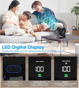 Draagbare Turbo Tafelventilator met Geluidsarme Koeling en USB-C Aansluiting - Perfect voor Outdoor en Thuis — thumbnail 5