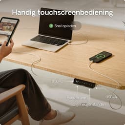 Desktronic HomeOne Zit-sta Bureau Elektrisch In Hoogte Verstelbaar, 160x80 cm Bamboo/Zwart, Stille Dubbele Motor, Hoogte 72-119cm — thumbnail 2