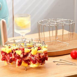 RVS airfryer grill verticale spies hangende oven barbecue rek 12 pin — thumbnail 2