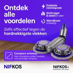 Nifkos Mop Dweil voor Dyson - V10 SLIM & V11 SLIM & V12 SLIM - Nat & Droog - Inclusief 4 Extra Dweilmops — thumbnail 4