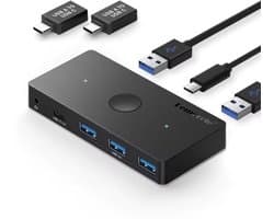Lemorele H100 – USB 3.0 KVM-schakelaar – 5Gbps – 2 Computers Delen 4 USB-apparaten – Plug & Play – Voor Toetsenbord, Muis, Printer – Compatibel met Windows, Mac & Linux