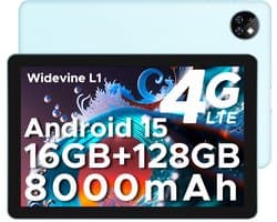 DOOGEE T10W - Tablet - 9GB RAM + 128GB ROM (2TB/TF) - 10,1 Inth TUV low blue light - 8000mAh - Android 15 - Dubbele luidsprekers - Face ID - Blauw