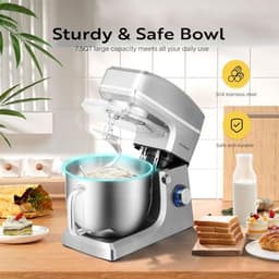 7.5 Liter 660W 6-Snelheden Stand Mixer - Zilver — thumbnail 2