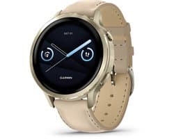 Garmin 010-03013-03 Venu 4 AMOLED GPS WiFi - Beige/Lunar Gold Leer - 41mm - Smartwatch