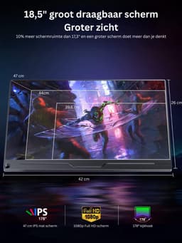 DailySupplies® Portable Monitor - Draagbare Scherm - Gaming - Full HD -Zwart — thumbnail 2