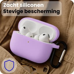 Hoesje - Geschikt voor Apple Airpods Pro 3 - Siliconen Hoes met Clip - Silicone Case Cover - Lila — thumbnail 4