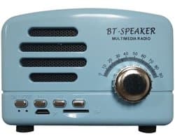 JeiibrZui Retro Bluetooth Speaker - Vintage Bluetooth Speaker - Draadloze Connectiviteit Ingébouwde Microfoon - 3W - Blauw