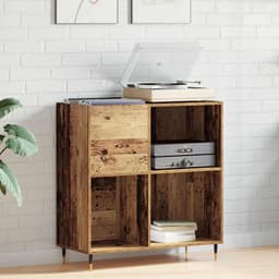 Platenspeler Meubel - LP-kast - Platenspelerkast - Draaitafelstandaard - Platenspelerstandaard - Vintage Displayplank - Oud hout — thumbnail 5