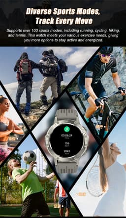Knobbout 1.46”(3.7cm) Sportieve Smartwatch met LED Zaklamp – Bluetooth Bellen – HD Touchscreen (360×360) – 100+ Sportmodi – Hartslag, Bloeddruk & SpO₂ – IP68 Waterdicht – Muziekbediening – Android & iOS - Zwart — thumbnail 2
