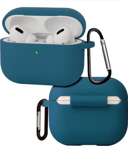 Hoes - Geschikt voor Apple Airpods Pro 3 - Siliconen Hoesje met Clip - Silicone Case Cover - Donkerblauw — thumbnail 1
