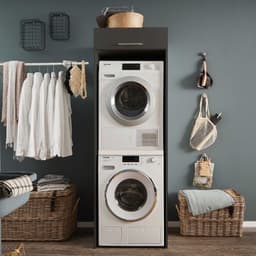 Wasmachinekast Laundreezy | 68 x 68 x 200 cm | Antraciet - Emob - wasmachinekast_dubbel - Zwart - MDF — thumbnail 1