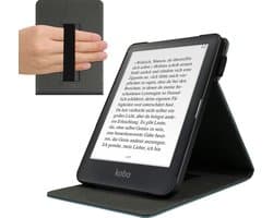 kwmobile e-reader hoesje geschikt voor Kobo Aura ONE hoes - E reader flip case van kunstleer - Ereader cover met handgrip en stand - In zwart