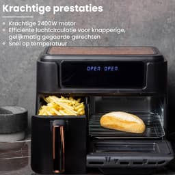 Nexxt Dubbele Airfryer XXL – Heteluchtfriteuse en Oven in één – Twee Lades van 3,5 en 8 Liter - 11,5 Liter – 10 Kookprogramma’s – 2400W – Zwart — thumbnail 4