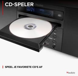 DAB radio met CD speler, Bluetooth, USB mp3 speler en radio - Stereo - Hout - Audizio Prato — thumbnail 4