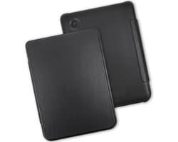 Lunso Geschikt voor Kobo Clara BW / Clara Colour hoes (6 inch) - echt leren sleepcover - Zwart