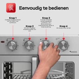 TurboTronic AF32MFD Airfryer Oven XXL – Dubbele Deur – 32L Vrijstaande Mini Oven – Heteluchtoven – Zilver — thumbnail 5