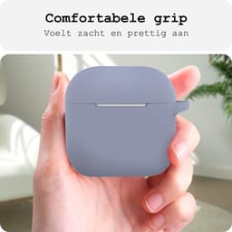 Case - Geschikt voor Apple AirPods 4 - Siliconen Hoes met Clip - Silicone Hoesje Cover - Lila — thumbnail 4
