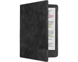 Hoes Geschikt voor Kobo Clara Colour Leren Hoesje Bookcase Cover Book Case Hoes Sleepcover Leer - Zwart