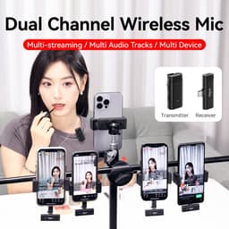 Ulanzi HM2301 Draadloze microfoon met 2 zenders en 2 ontvangers - Voor iPhone en Android smartphones - Opnemen op meerdere apparaten - 30M bereik - Tot 5 uur gebruiksduur - Zwart — thumbnail 3