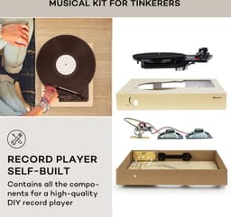 Auna Platenspeler met luidspreker - Doe-het-zelf platenspeler set - Retro - Moderne home audio platenspeler - Vinyl platenspeler - Licht taupe — thumbnail 5