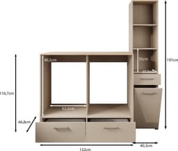 Wasmachine kast Rowley 2 - Beige — thumbnail 4