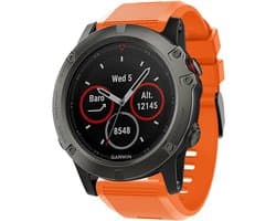 Strap-it siliconen sport bandje geschikt voor Garmin Fenix 5x (Plus) / Fenix 6x (Pro) / Fenix 7x (Pro - Sapphire - Solar) / Garmin Fenix 8 - 51mm / Enduro 1-2-3 - Quickfit 26mm band voor Garmin smartwatches - Horlogeband- oranje