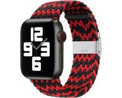 By Qubix - Geschikt voor Apple Watch bandje - Braided nylon bandje - Zwart / Rood - Geschikt voor Apple Watch 38 mm / 40 mm / 41 mm / 42 mm - Smartwatch bandje - nylon - bandje iWatch