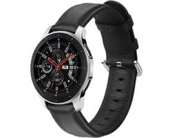 Universeel 20MM Horloge Bandje / Smartwatch Bandje Echt Leer met RVS Gespsluiting Zwart