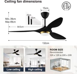 Plafondventilator met Verlichting - Plafonniere - Plafondarmatuur - lamp ventilator — thumbnail 5