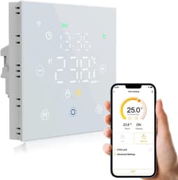 Slimme Thermostaatkraan - Verwarmingsthermostaat Slim - Energie Besparen - App Bediening - 5A - Wit — thumbnail 1
