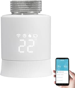 Slimme Radiatorknop - Digitale thermostaat - Energie besparen - Spraak en app bediening - 6 Adapters - Wit — thumbnail 1
