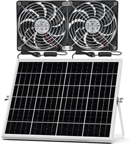 Zonne Ventilator - Luchtstroom Ventilator - Kassen Ventileren - Borstelloze Motor - 12W Zonnepaneel - Zwart — thumbnail 5
