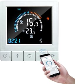 Digitale Thermostaat - Slimme Regelaar - Verwarming Instellen - Wifi App Bediening - 86x86x14 mm - Wit — thumbnail 1