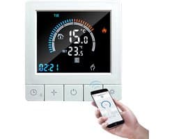 Digitale Thermostaat - Slimme Regelaar - Verwarming Instellen - Wifi App Bediening - 86x86x14 mm - Wit