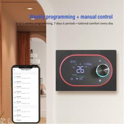 Slimme Thermostaat - Wifi Thermostaat - Klimaatregeling - App Bediening - 2-buis Systemen - Zwart Zilver — thumbnail 4