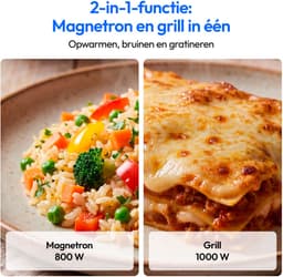 MEDION Retro magnetron met grill - 20 L - zandbeige | 800 watt, 5 vermogensstanden, 3 combiprogramma’s, timer, ontdooifunctie, MD100119 — thumbnail 3