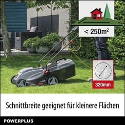 Elektrische Grasmaaier - Tuinmachine Gazonmaaier - Gazon Onderhouden - Met Grasopvangsysteem - 320 mm Snijbreedte - Grijs — thumbnail 2