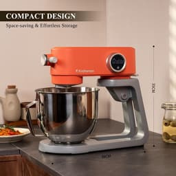 Keukenmachine - Deegmachine Mixer - Bakken en Koken - Volledig Metalen Behuizing - 5 Liter Kom - Oranje — thumbnail 4