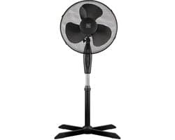 Bresht Ventilator - In hoogte verstelbaar - Stille werking - Drie snelheden - Veiligheidsrooster - Zwart - 40 × 40 × 105-125 cm